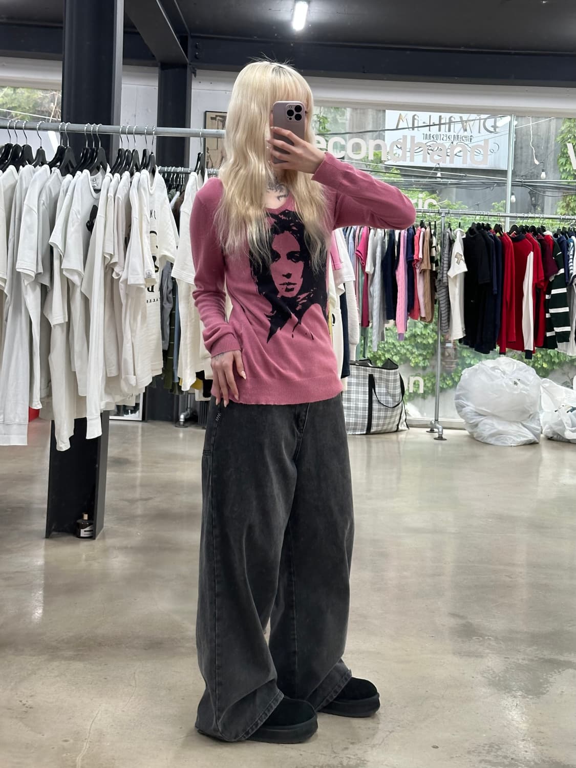 히스테릭 글래머 V넥 히스걸 니트 긴팔 슬리브 상품이미지3