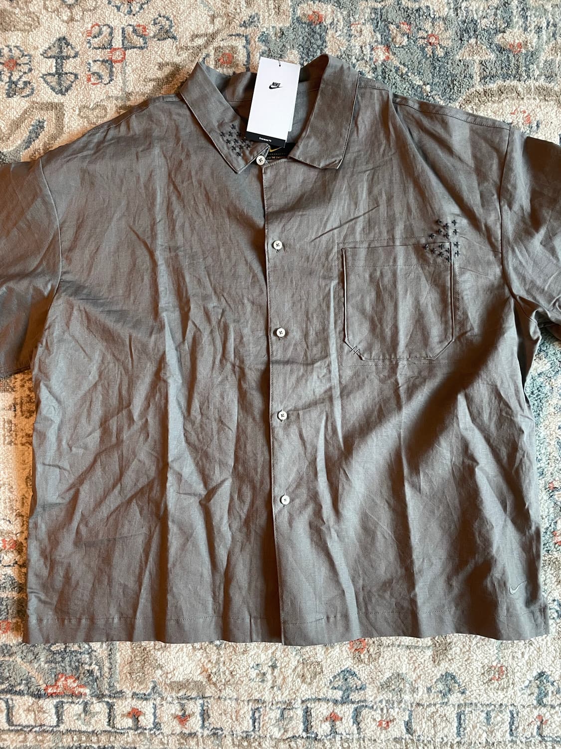 나이키 라이프 리넨 숏슬리브 셔츠(새제품. XL ) 상품이미지1