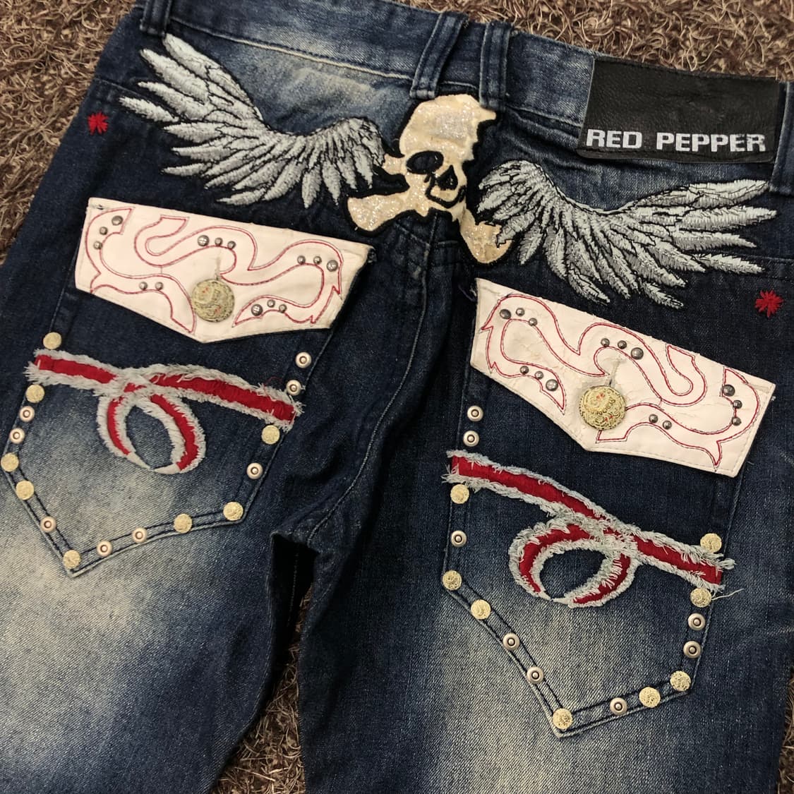 레드페퍼 스컬 펑크 워싱 데님 팬츠 상품이미지2