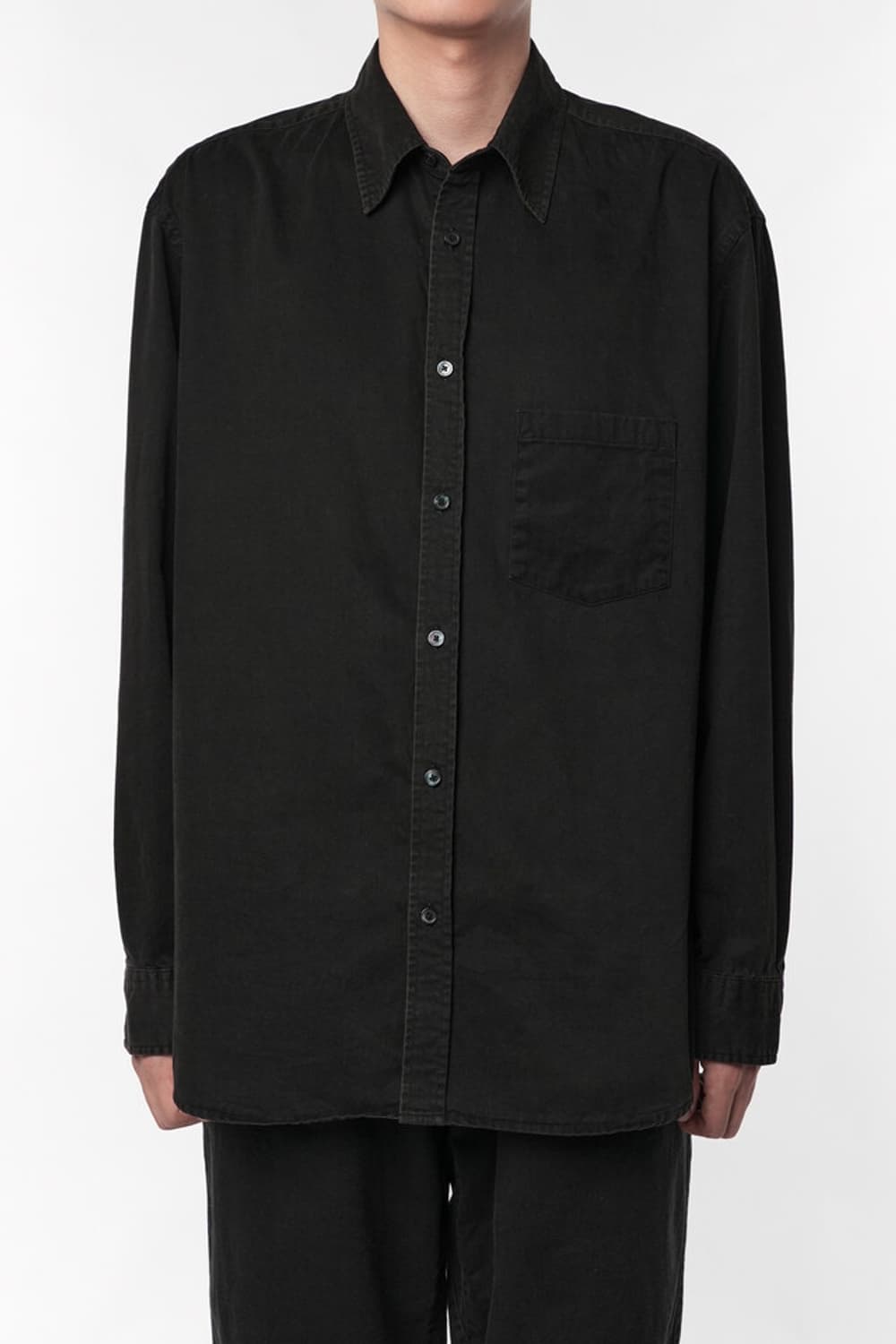 [3] 이얼즈어고 오버다이드 코튼드릴 포이카 셔츠 블랙 상품이미지1