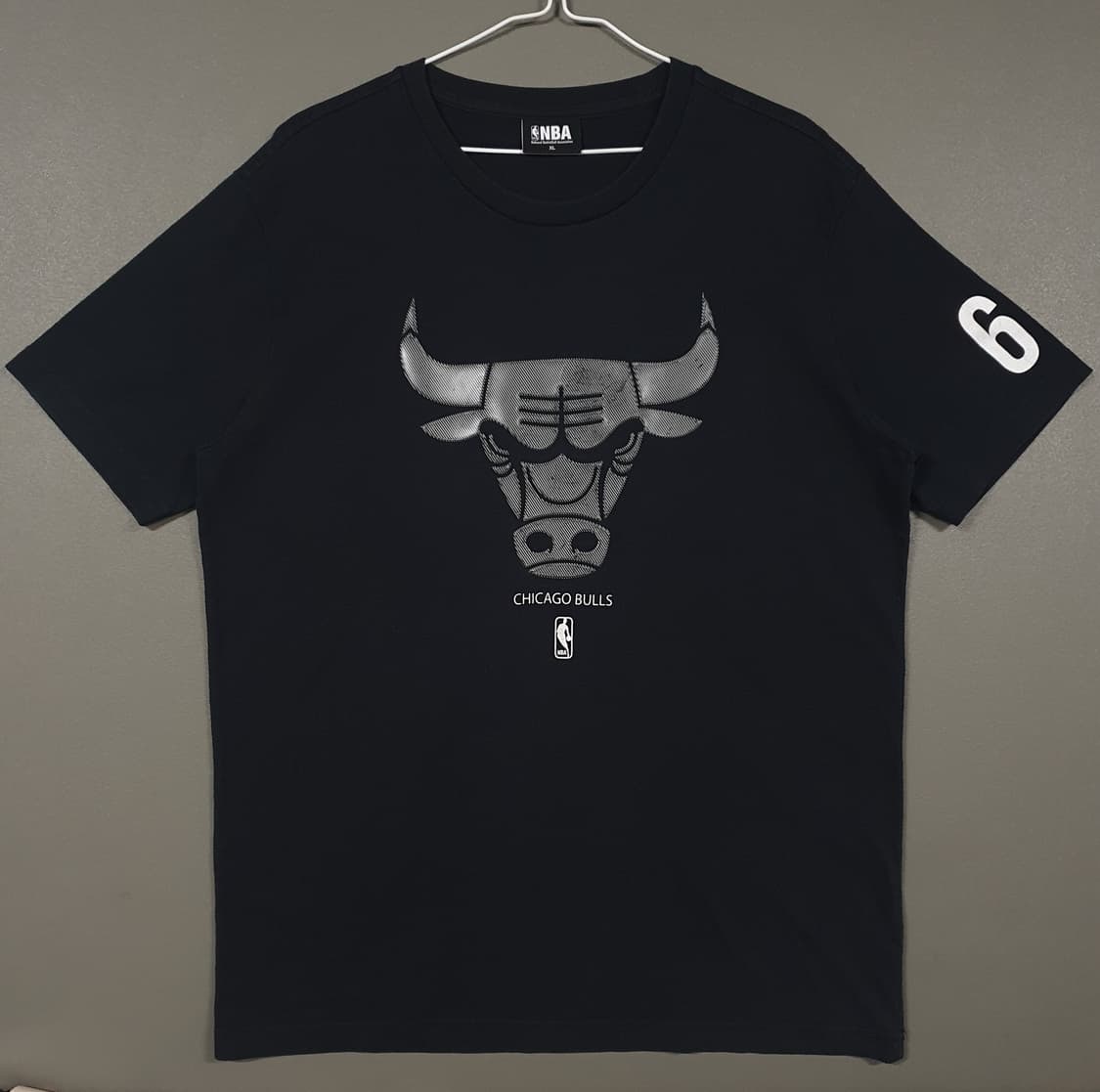 XL (105) NBA 시카고불스 빅로고 라운드 반팔 티셔츠 블랙 상품이미지1