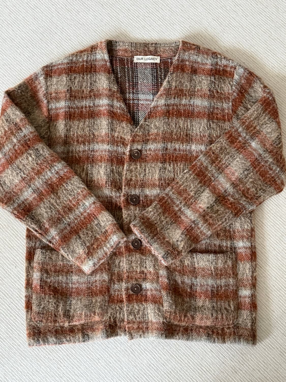 아워레가시 모헤어 체크 가디건 상품이미지1