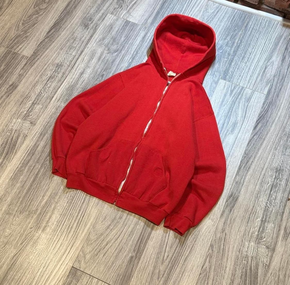 70s Russell Athletic zip up 후드 레드 M 상품이미지3