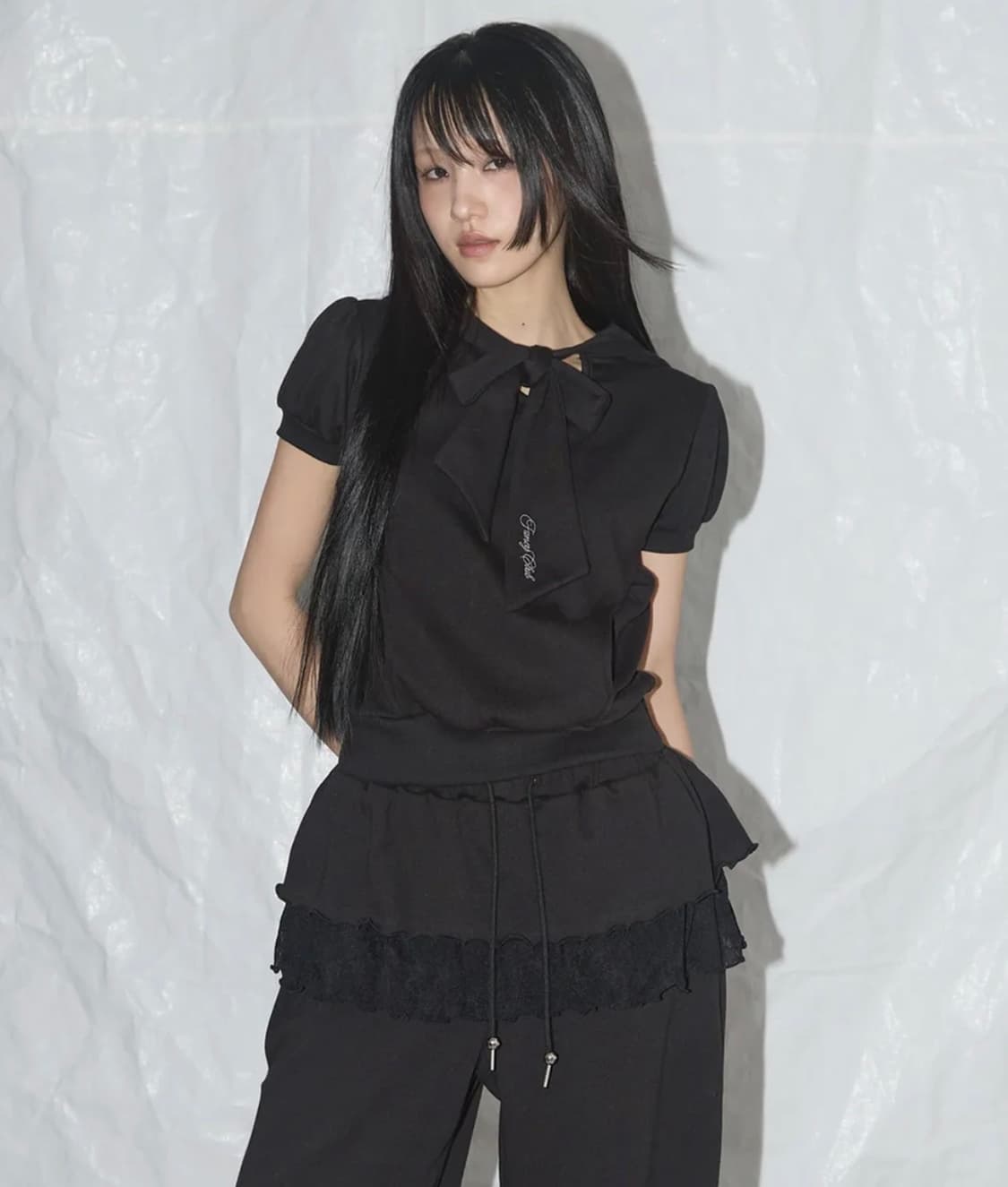 팬시클럽 퍼프 라운드 스카프 후디 (BLACK) 상품이미지1