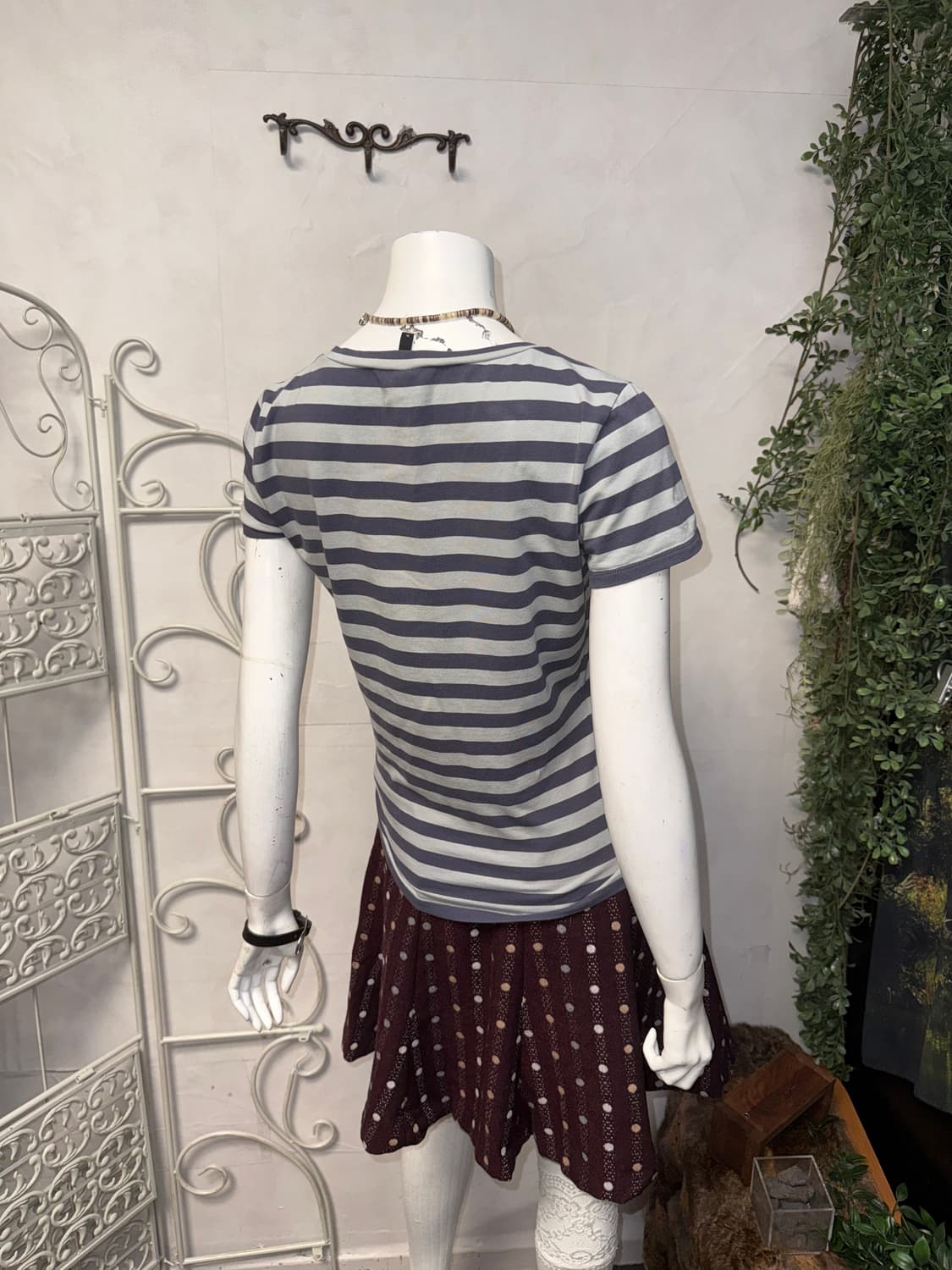 MaxMara navy blue stripe flower half t  상품이미지6