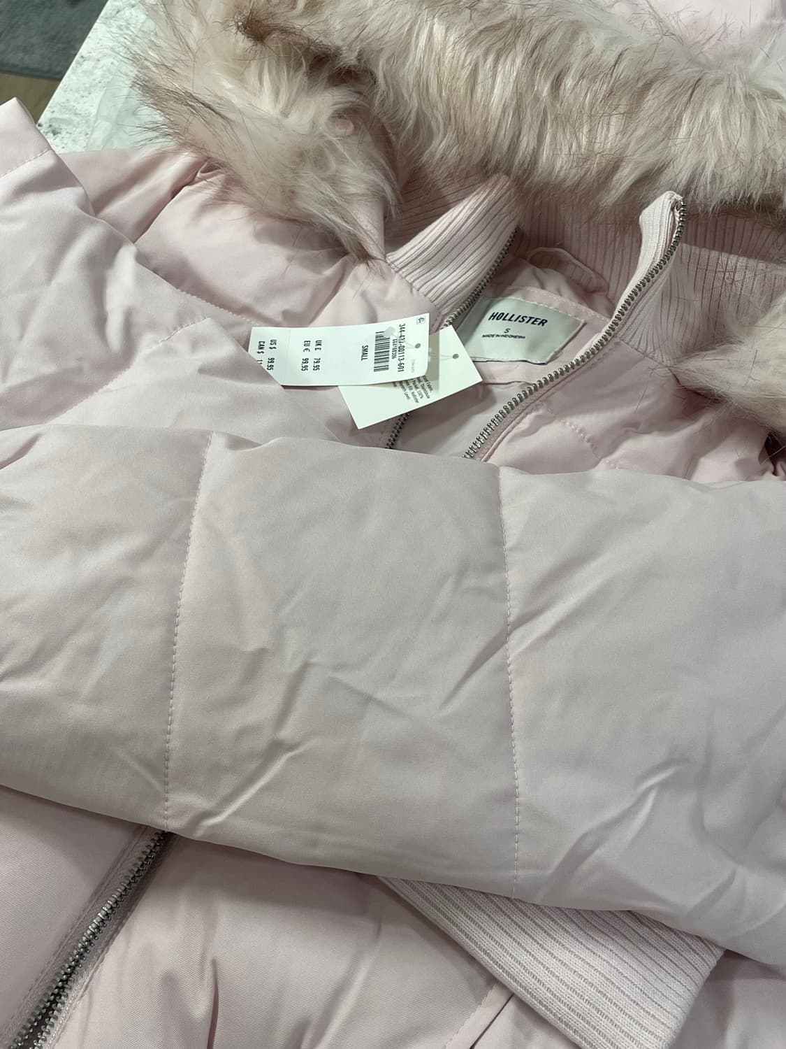 홀리스터 핑크 퍼 패딩S 상품이미지4