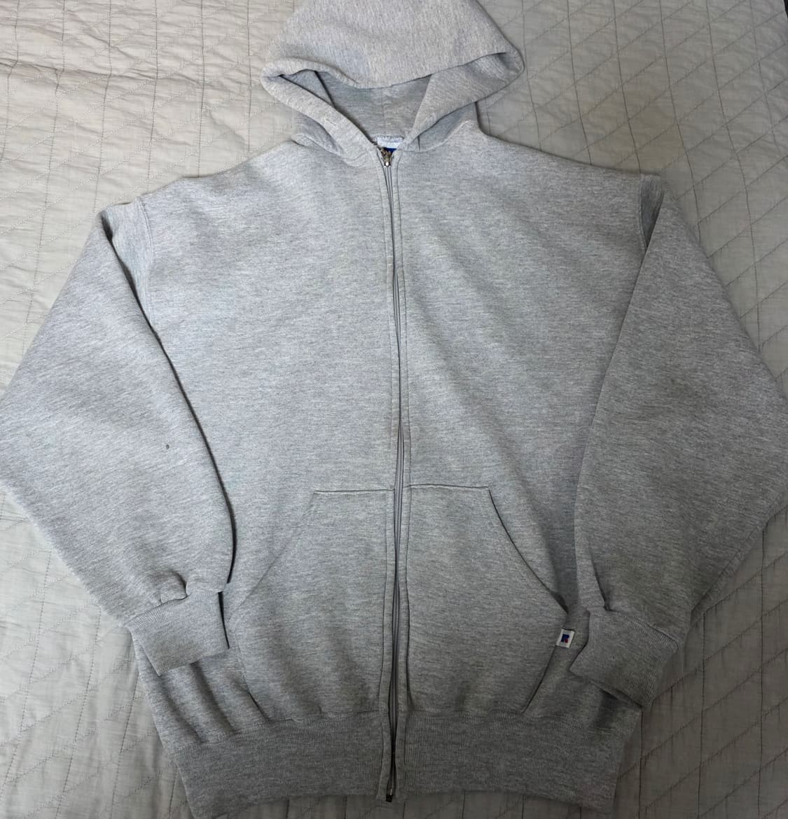 [L] 90s USA 빈티지 러셀 애슬레틱 후드집업 헤더그레이 상품이미지1