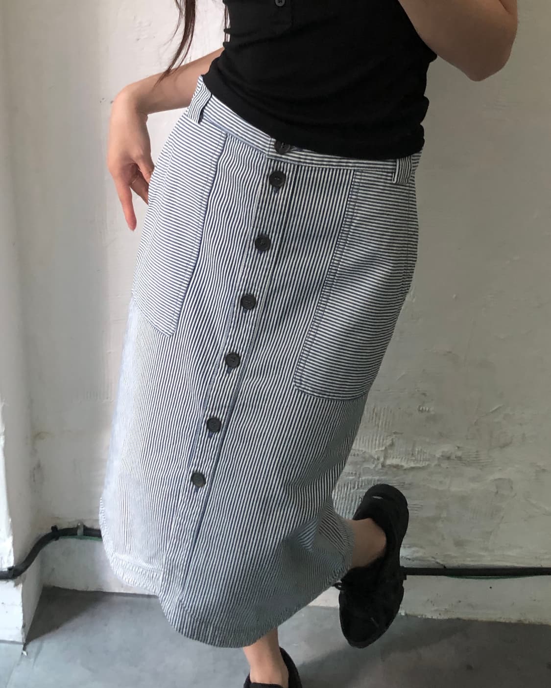 Jil Sander 질샌더 스트라이프 버튼 스커트 상품이미지1