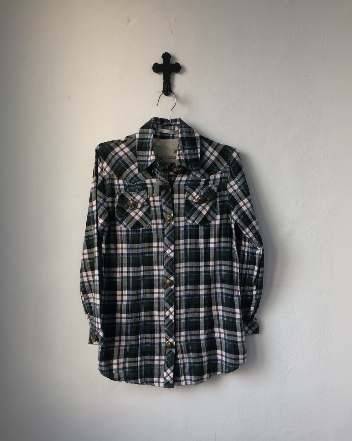 Button point check pattern shirt 상품이미지2