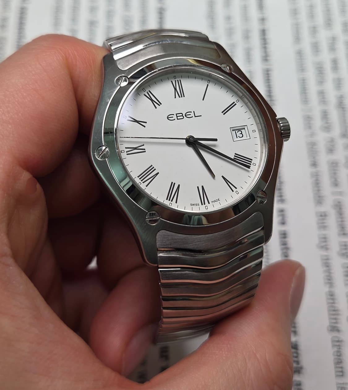 명품 에벨(EBEL) 클래식 웨이브 화이트로만 쿼츠 브레이슬릿 ver.  상품이미지5