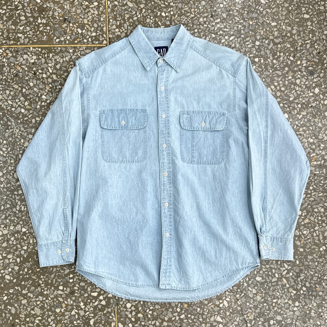 80s 올드 갭 샴브레이 워크 셔츠 M 상품이미지1