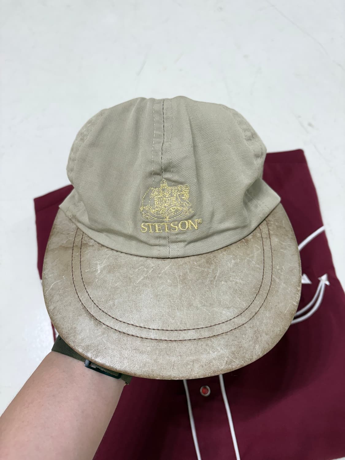 80-90's vtg Stetson Leather cotton cap 상품이미지2