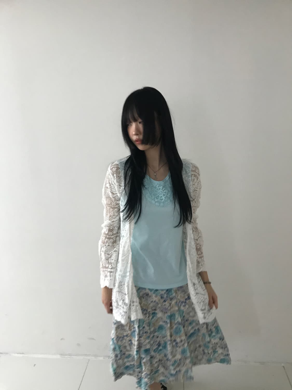 Lace Embroidery Sleeveless Top(Mint) 상품이미지5
