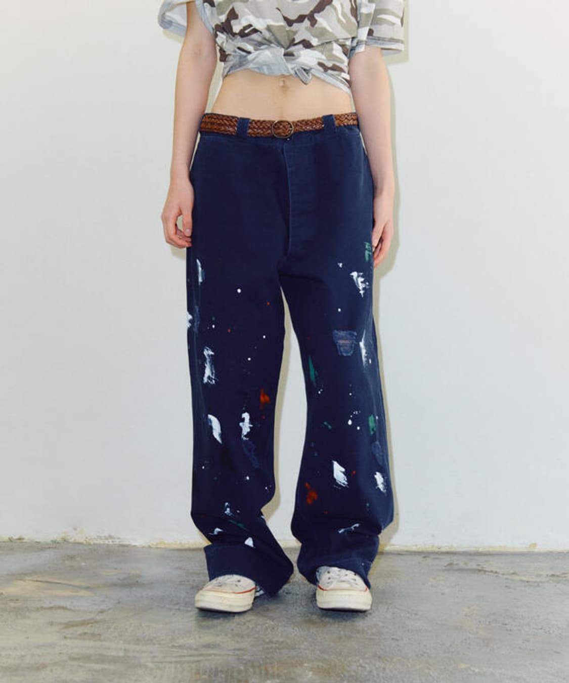 Distressed Paint Chino Pants (Navy) 상품이미지5