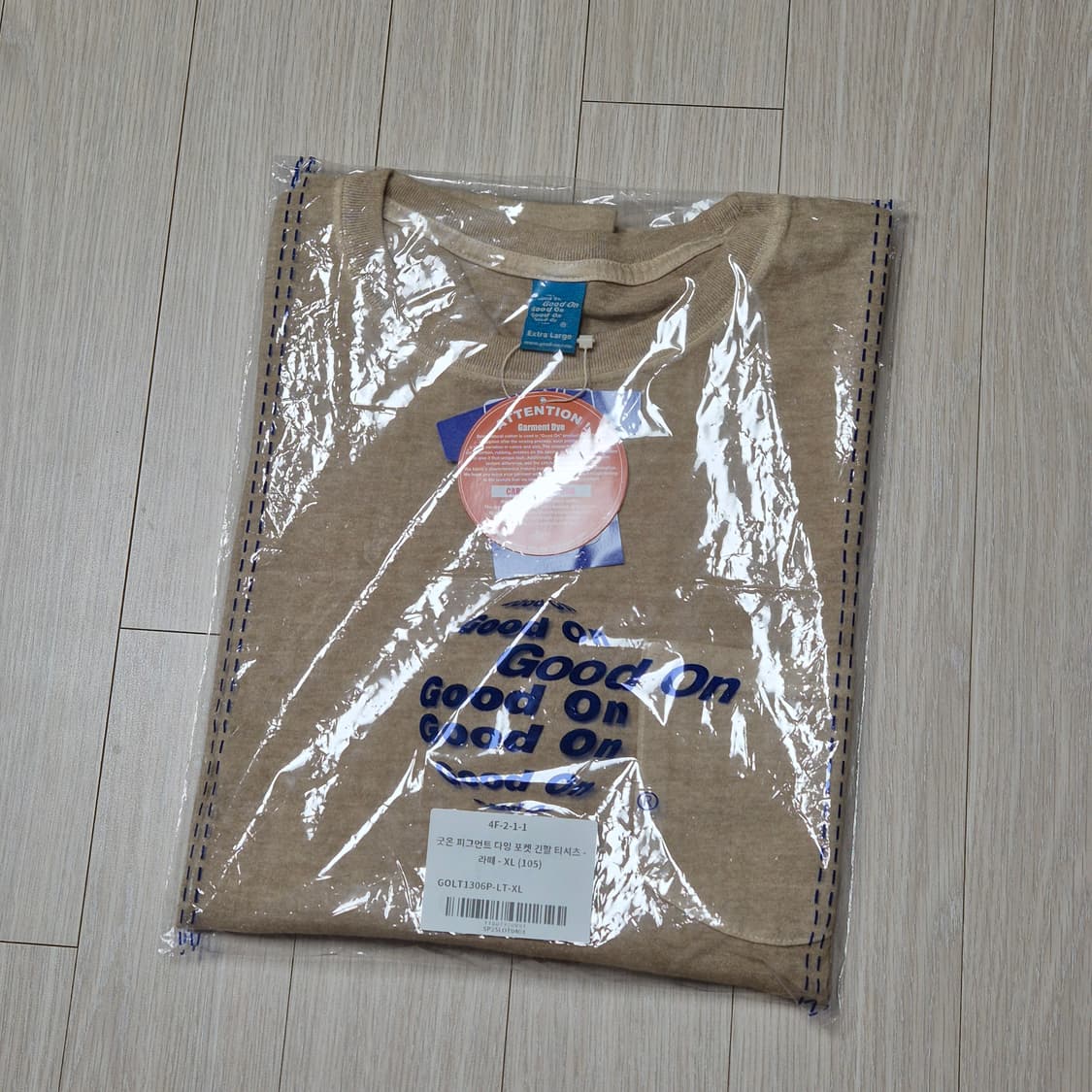굿온 피그먼트 포켓 긴팔티셔츠 라떼 xl 상품이미지3