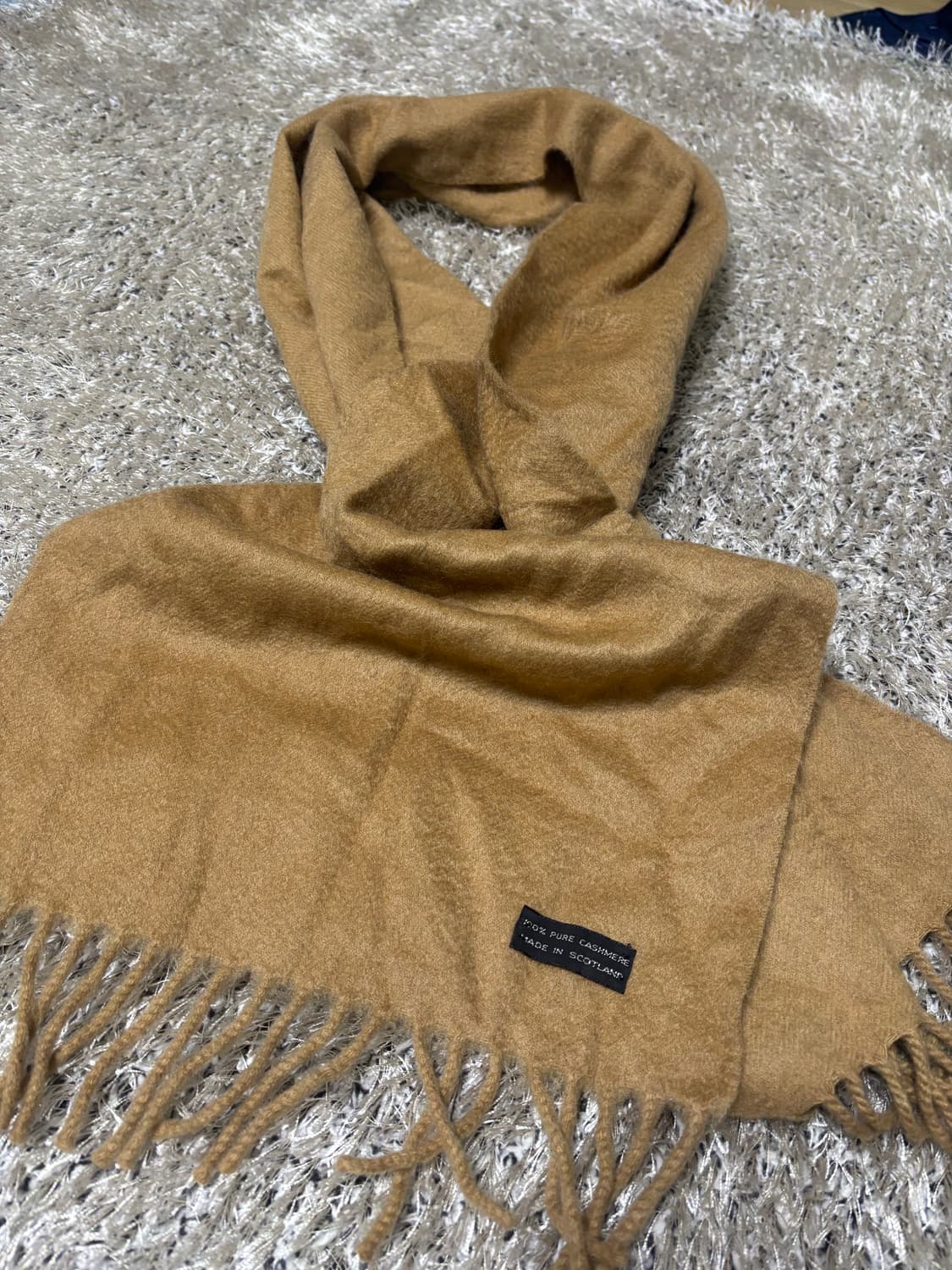 스코틀랜드제 베이지 100프로 캐시미어 목도리 상품이미지5