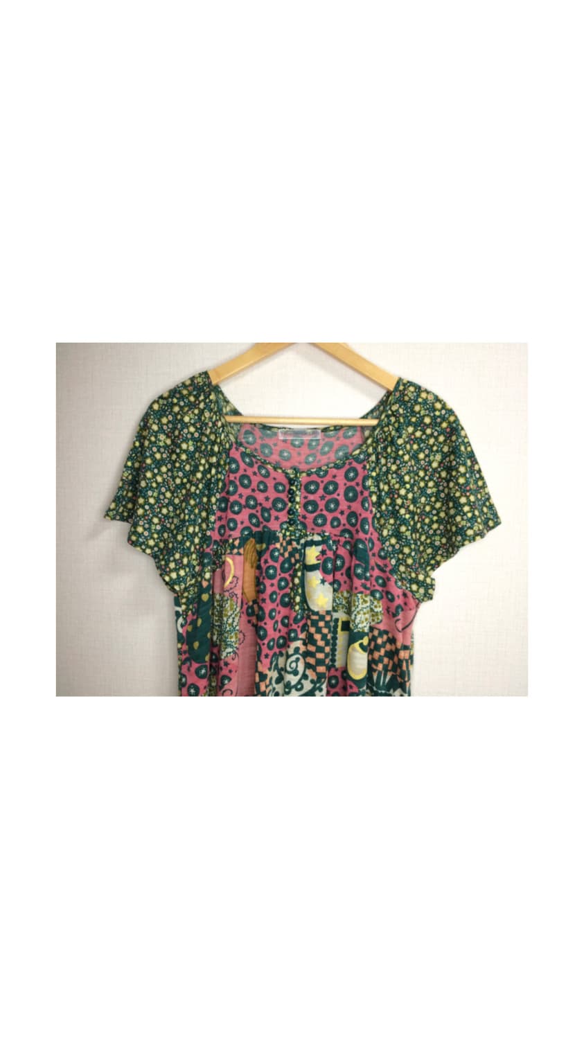 츠모리 치사토 그린 에스닉 플로럴 원피스 상품이미지2