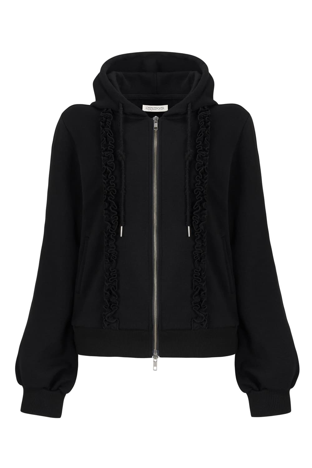 losesleepover 루즈슬립오버 프릴 후드 집업 (black) 상품이미지5