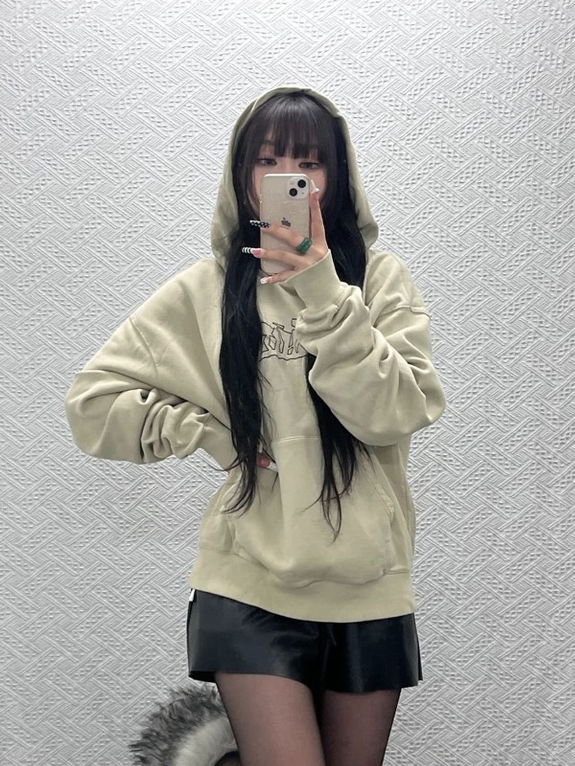 오프화이트 빈티지 스트릿 캐주얼 자수로고 후드티 L C10464 상품이미지2