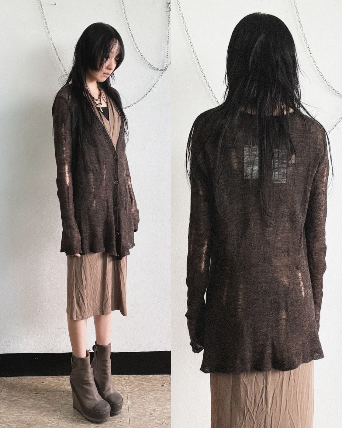 로베르토 콜리나 디스트레스드 그런지 니트 가디건 상품이미지2