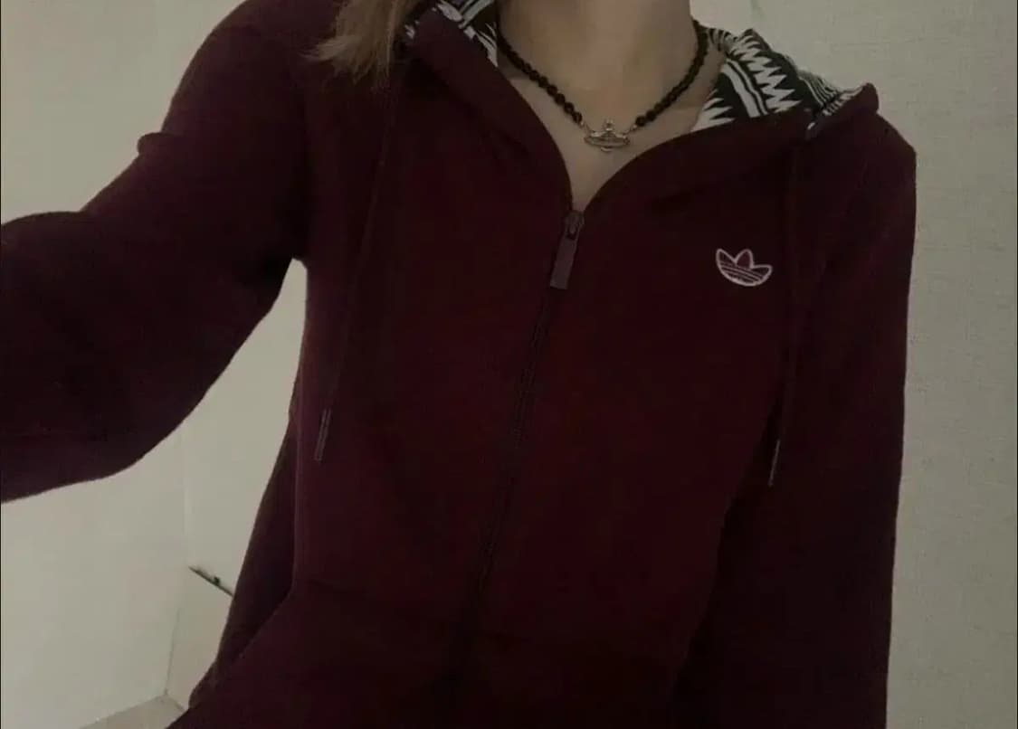 버건디 아디다스 후드집업 상품이미지3