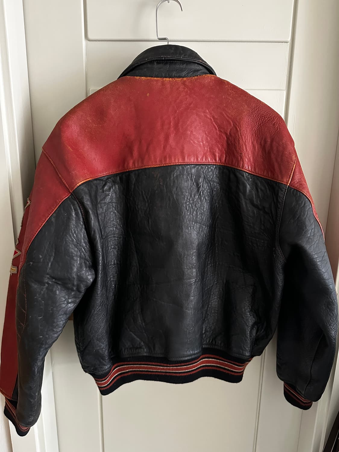 90s Avirex 아비렉스 메이플 카우하이드 크롭 레더 바시티  상품이미지8