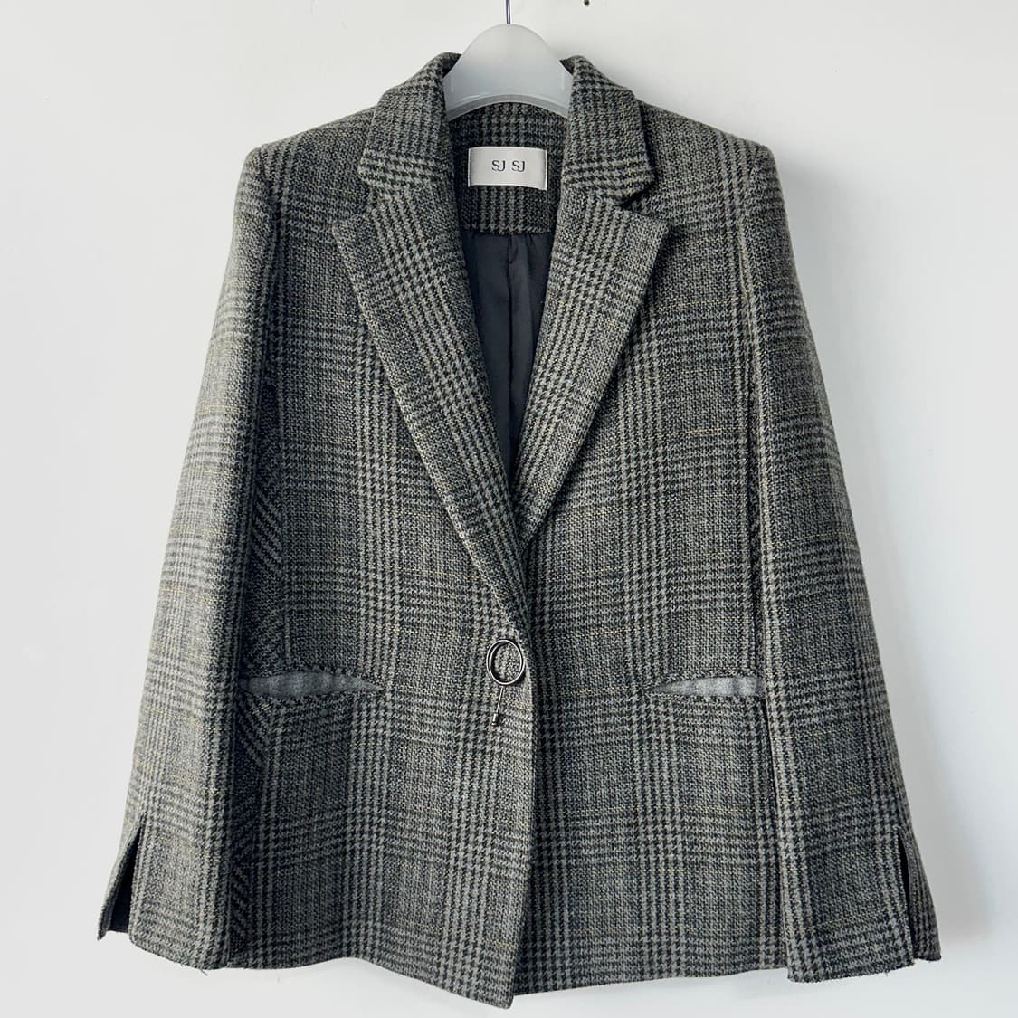 SJSJ 슬릿 커프스 울 체크 자켓 상품이미지1