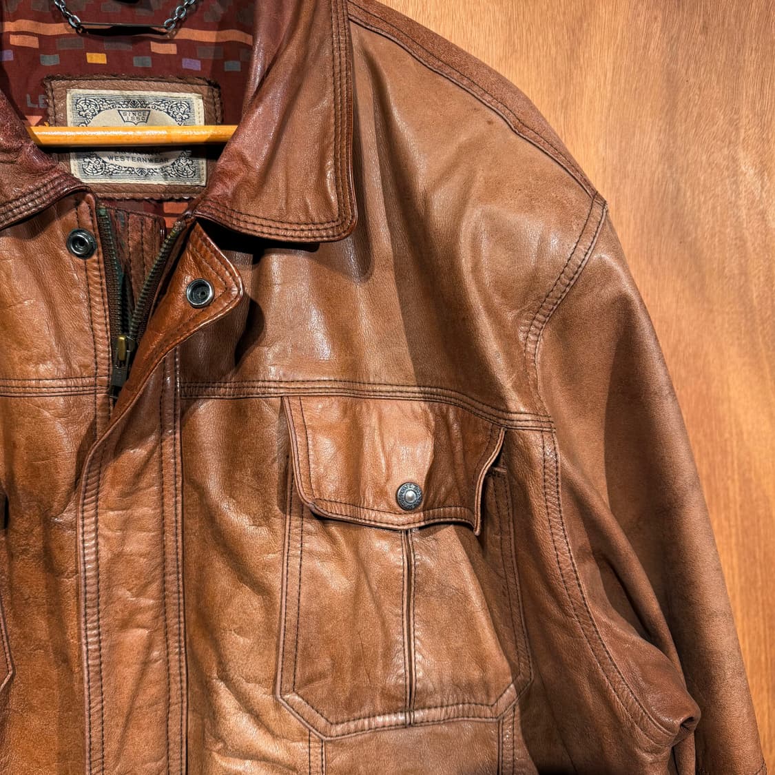 리바이스 90s 웨스턴웨어 카우레더 트러커 자켓 XL 소가죽 상품이미지7