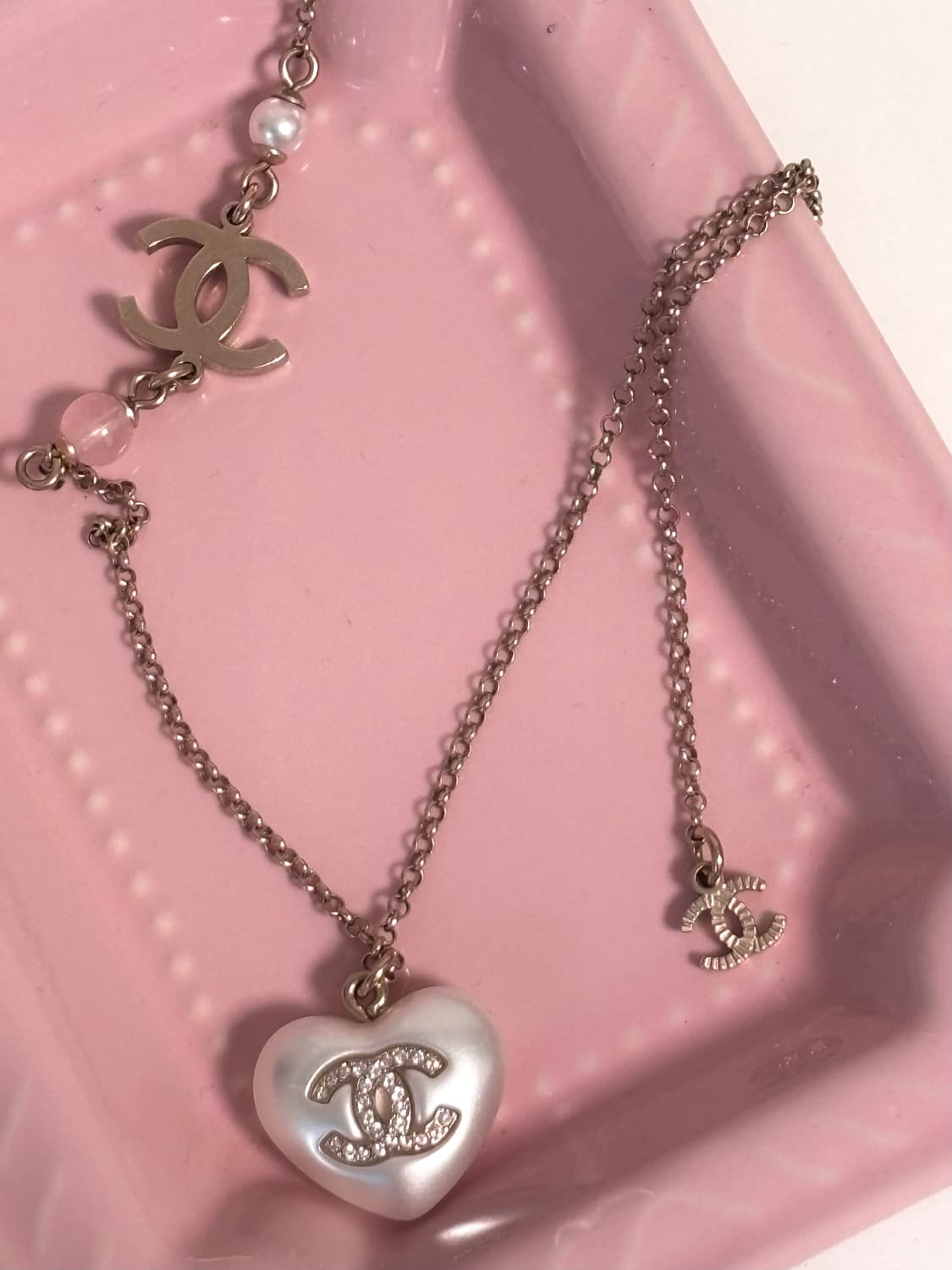 샤넬 하트 진주 투웨이 목걸이  상품이미지1