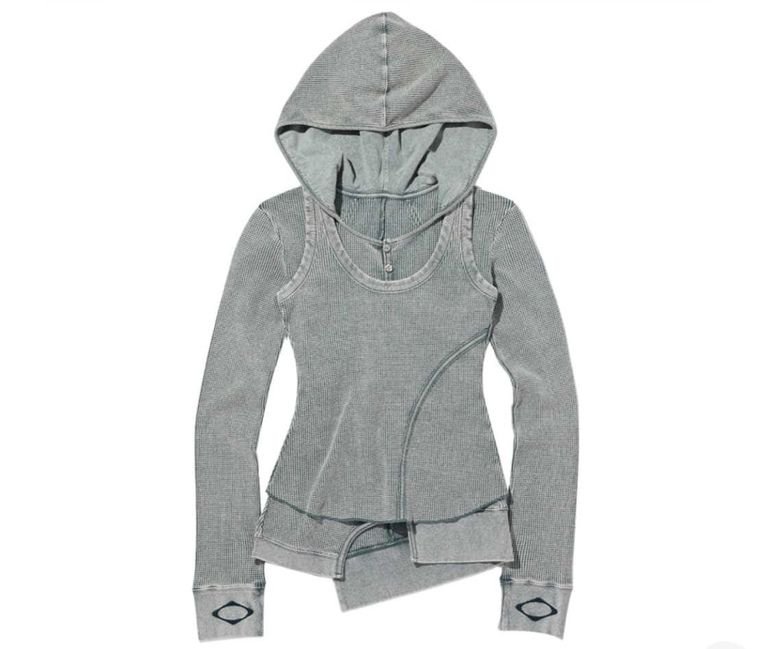 (구매) 미스치프 레이어드 와플 후드 세트 카키 상품이미지1