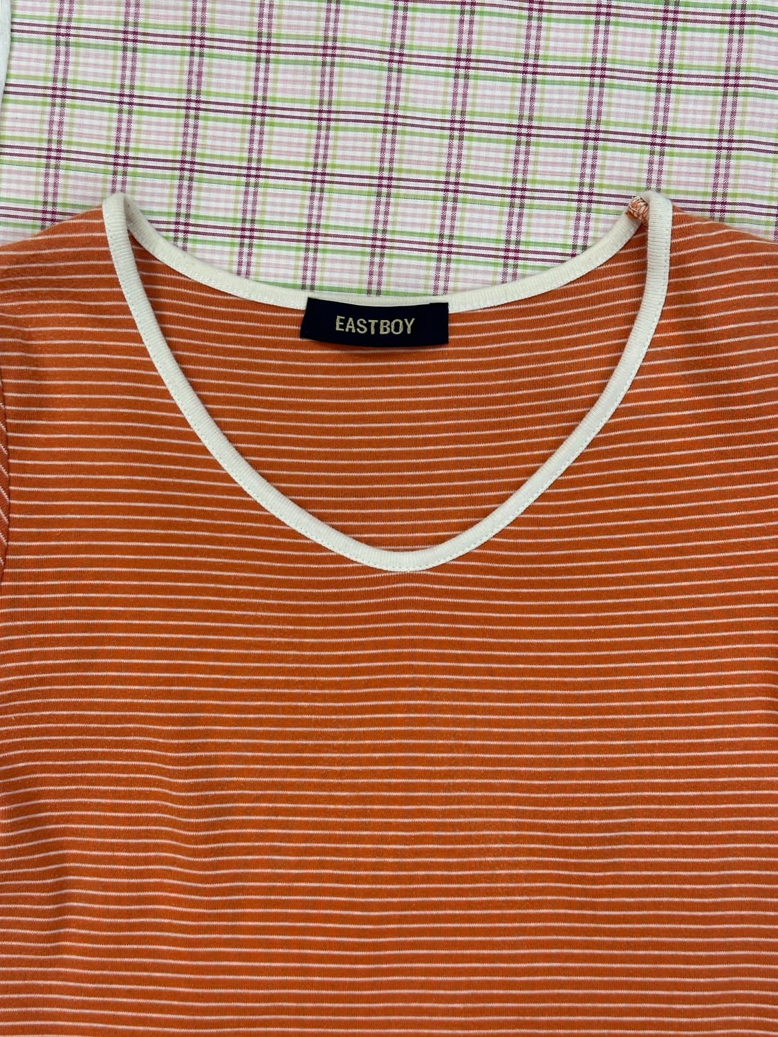 Eastboy 오렌지 스트라이프 티셔츠 상품이미지7