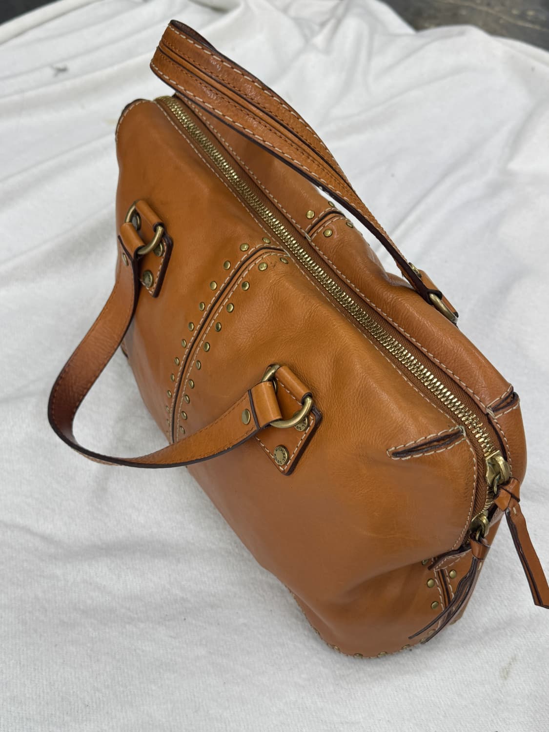 마이클 코어스  브라운 빈티지 레더 가죽 가방 숄더백 도트백 그런지 상품이미지5