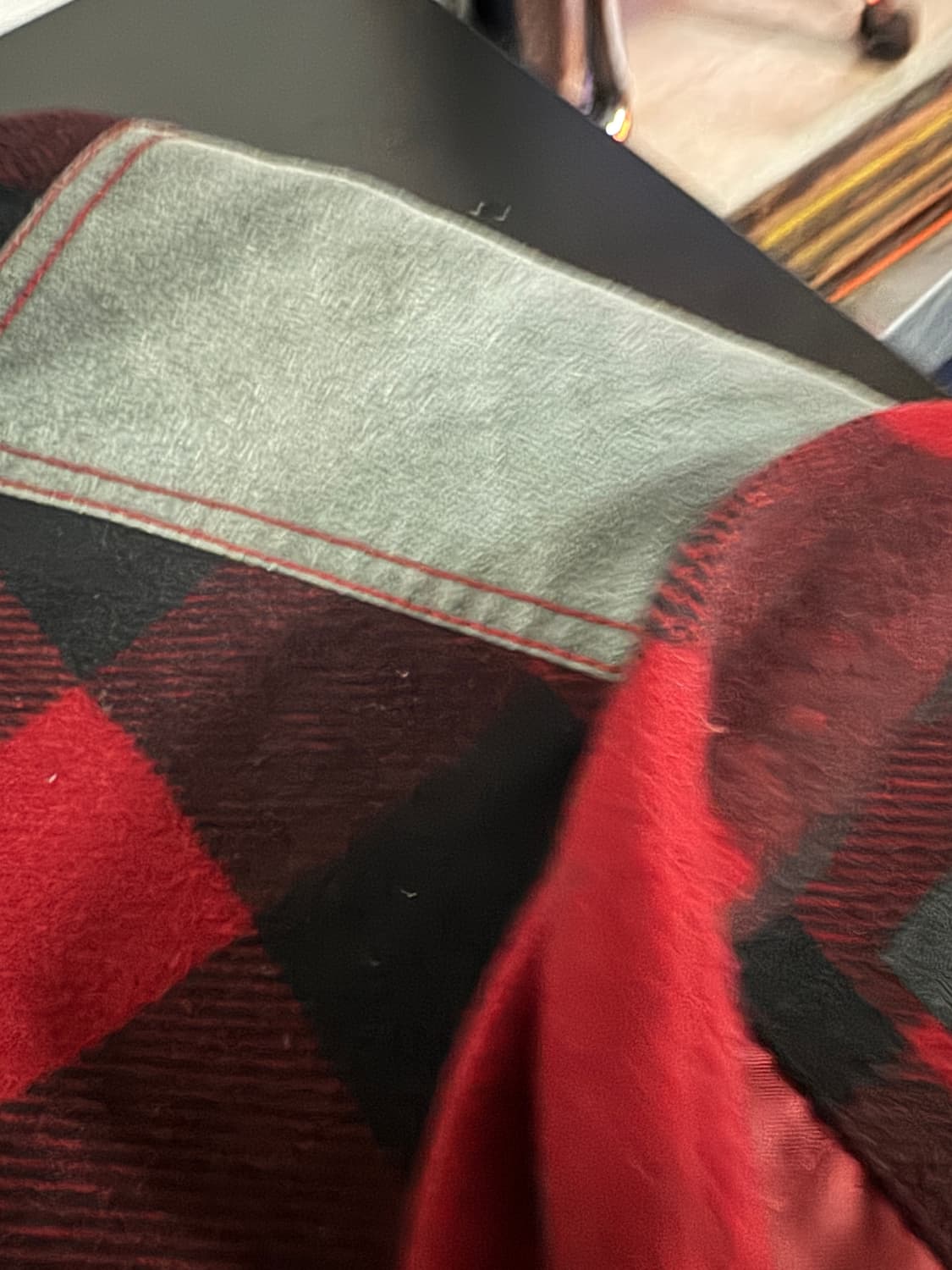 톰보이 진스 레드 체크 울 하프 코트 자켓 XL 상품이미지3