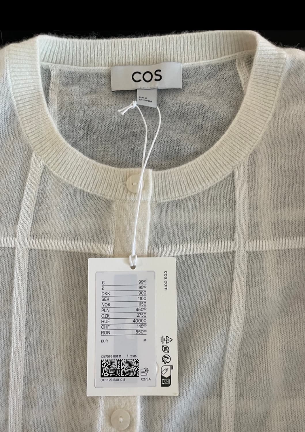 [새제품] COS Windowpane check 화이트 가디건 M사이즈 상품이미지5