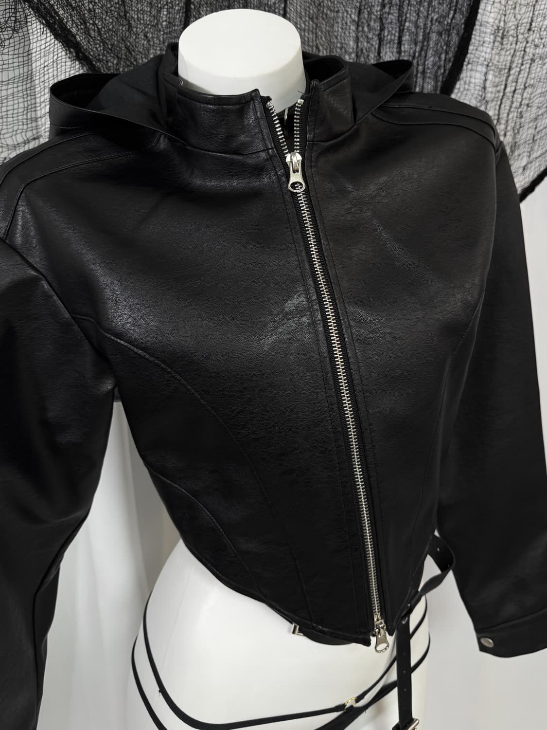 leather hood jacket 상품이미지3