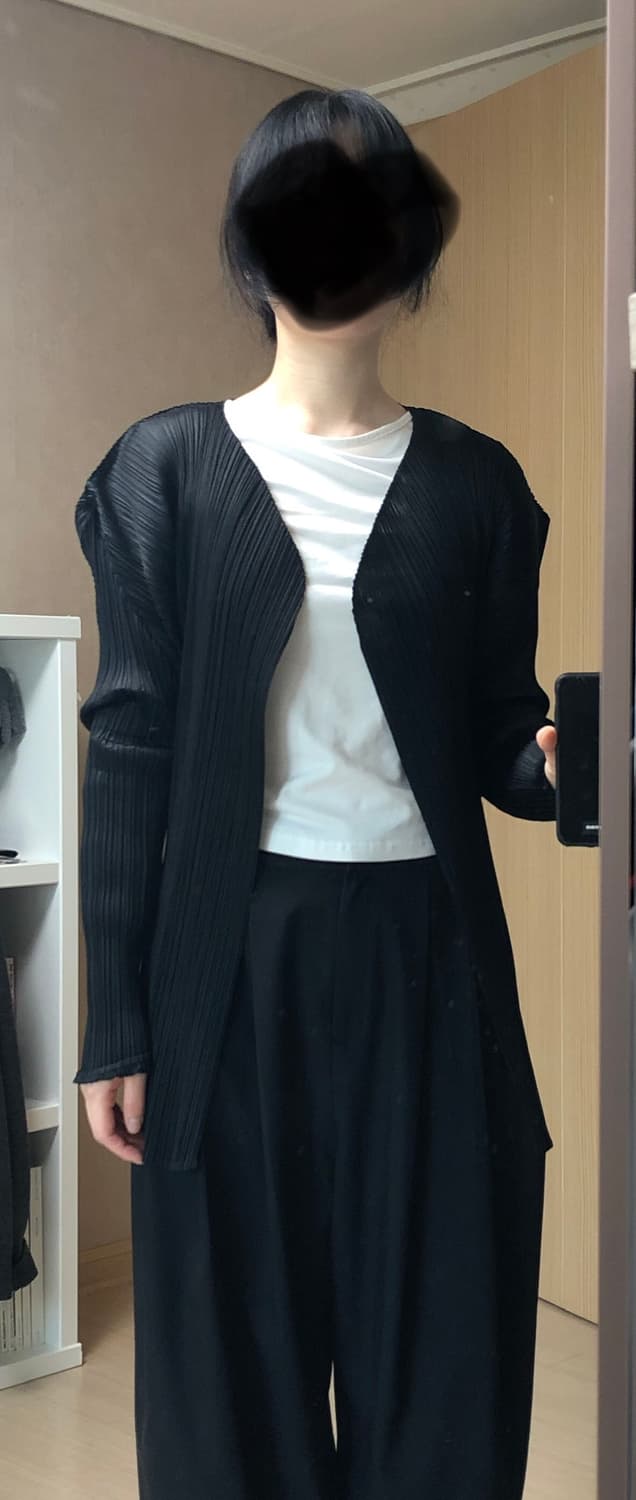 pleats please 플리츠플리즈 검정 노버튼 퍼프 롱 가디건 상품이미지2