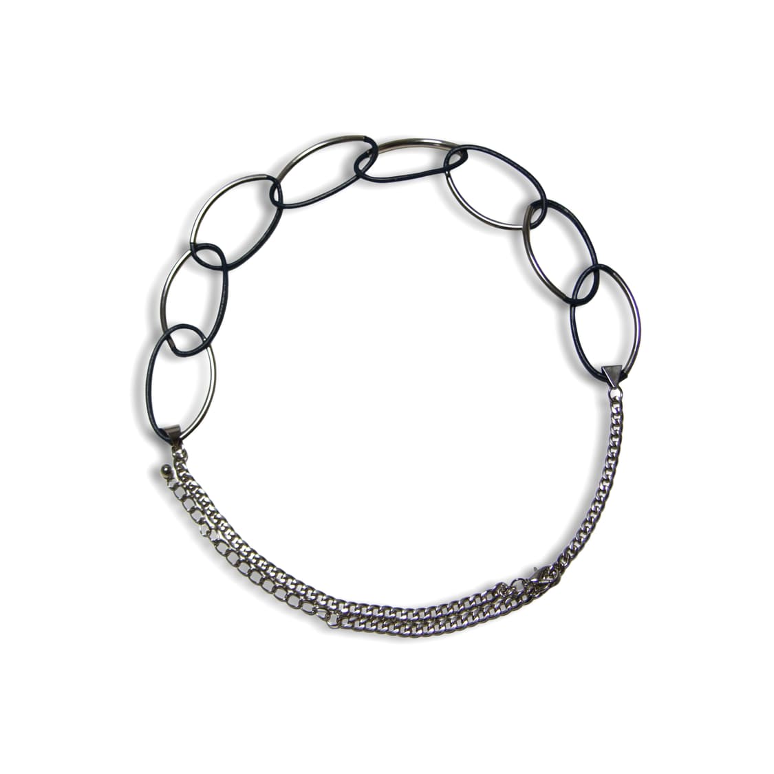 Navy Leather Chain belt 상품이미지2