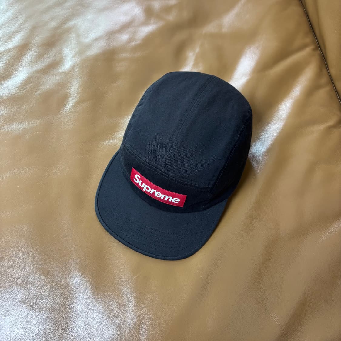 Supreme 슈프림 워시드 블랙 레드 박스로고 캠프캡 모자 Black 상품이미지5
