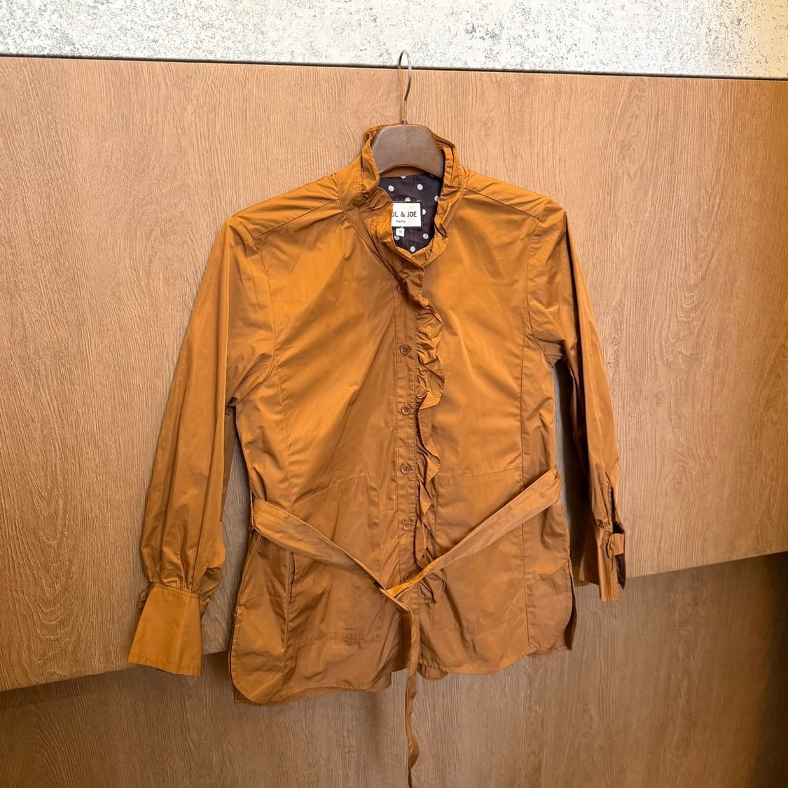 빈티지 자켓 셔링 웨스트 스트랩 더블 포켓 버튼 디테일 브라운 상품이미지1