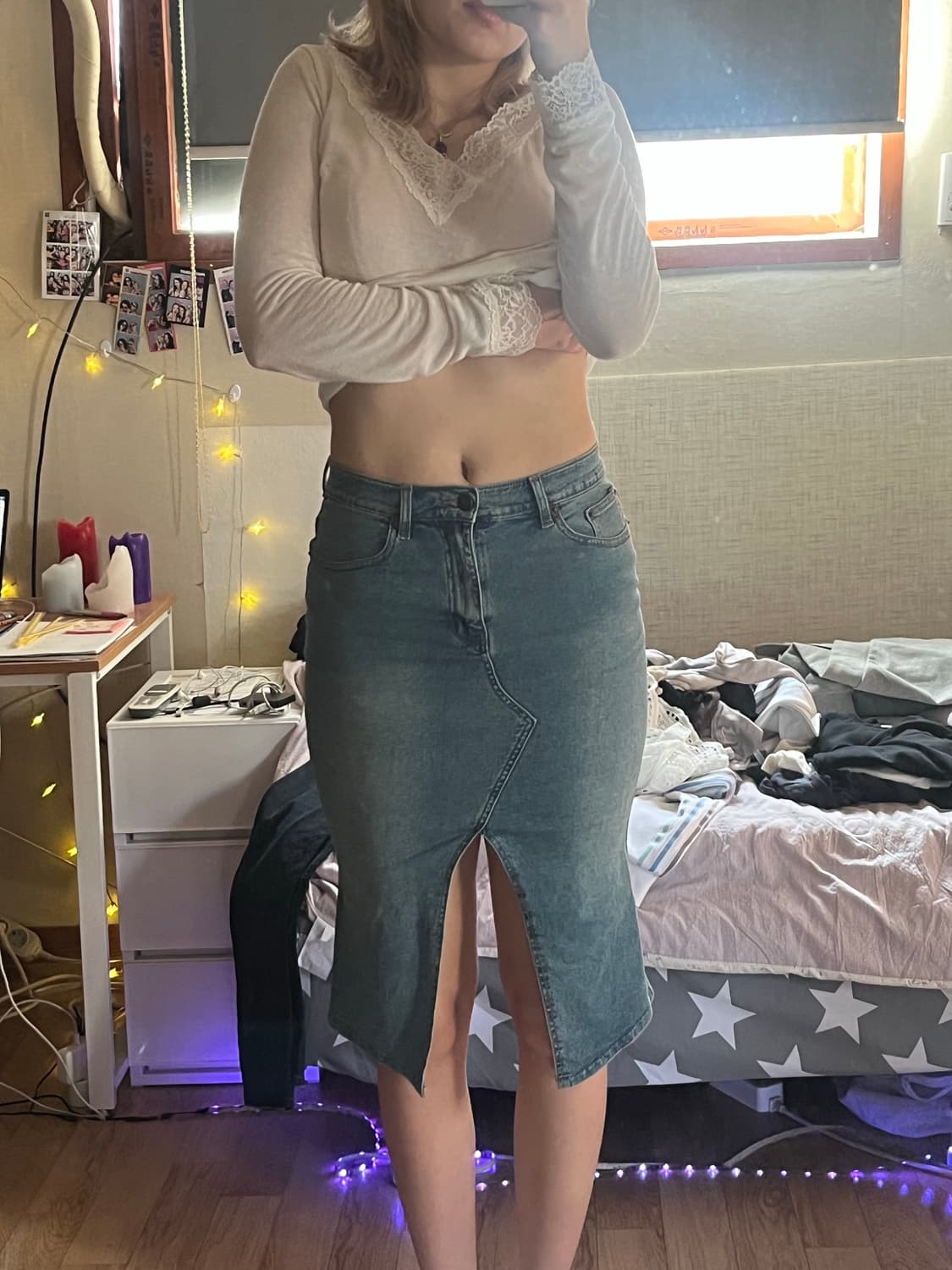 빈티지 데님 미디 스커트 M (20일까지 구매가능함) 상품이미지2