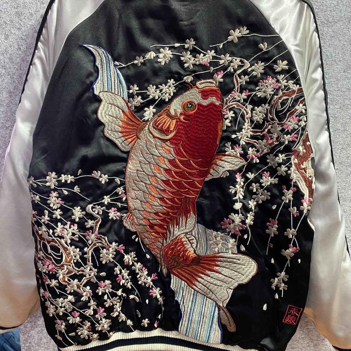 JPN 빈티지 잉어 자수 스카쟌 B4663 상품이미지7