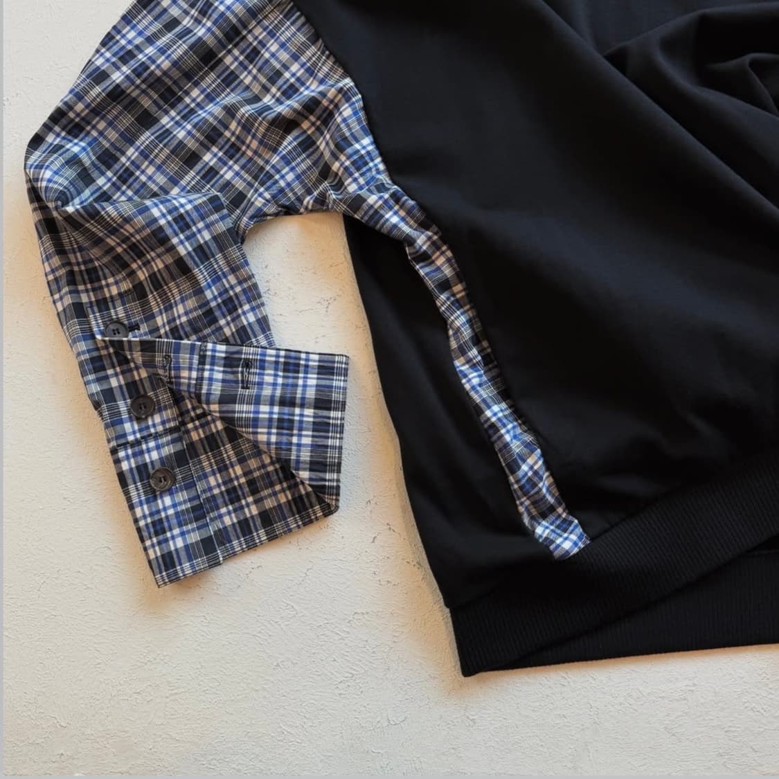 솔리드 옴므 체크 슬리브 레이어드 상품이미지4