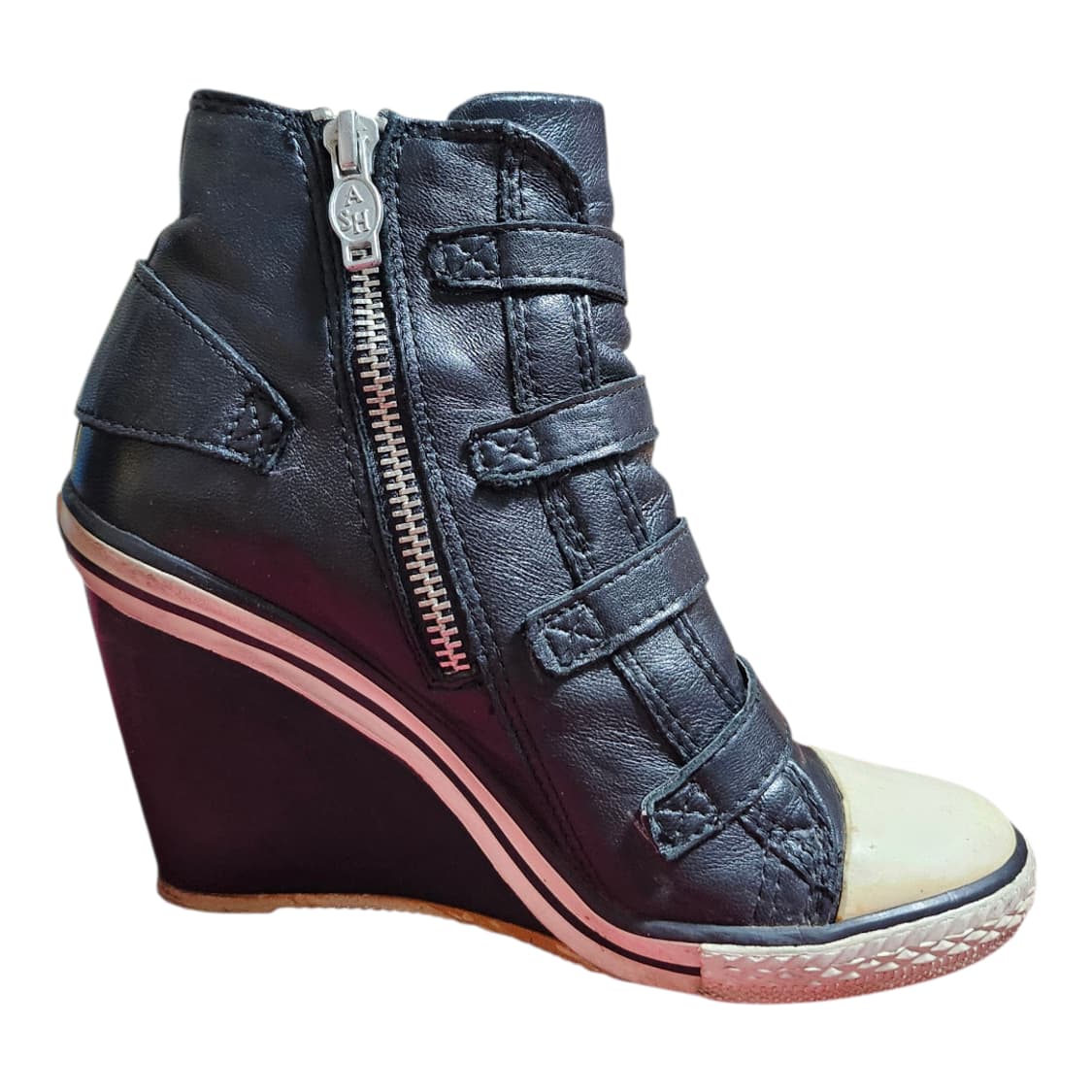 [정품] ASH 아쉬 웨지힐 스니커즈 35M 블랙 버클 하이탑 키높이운동 상품이미지2