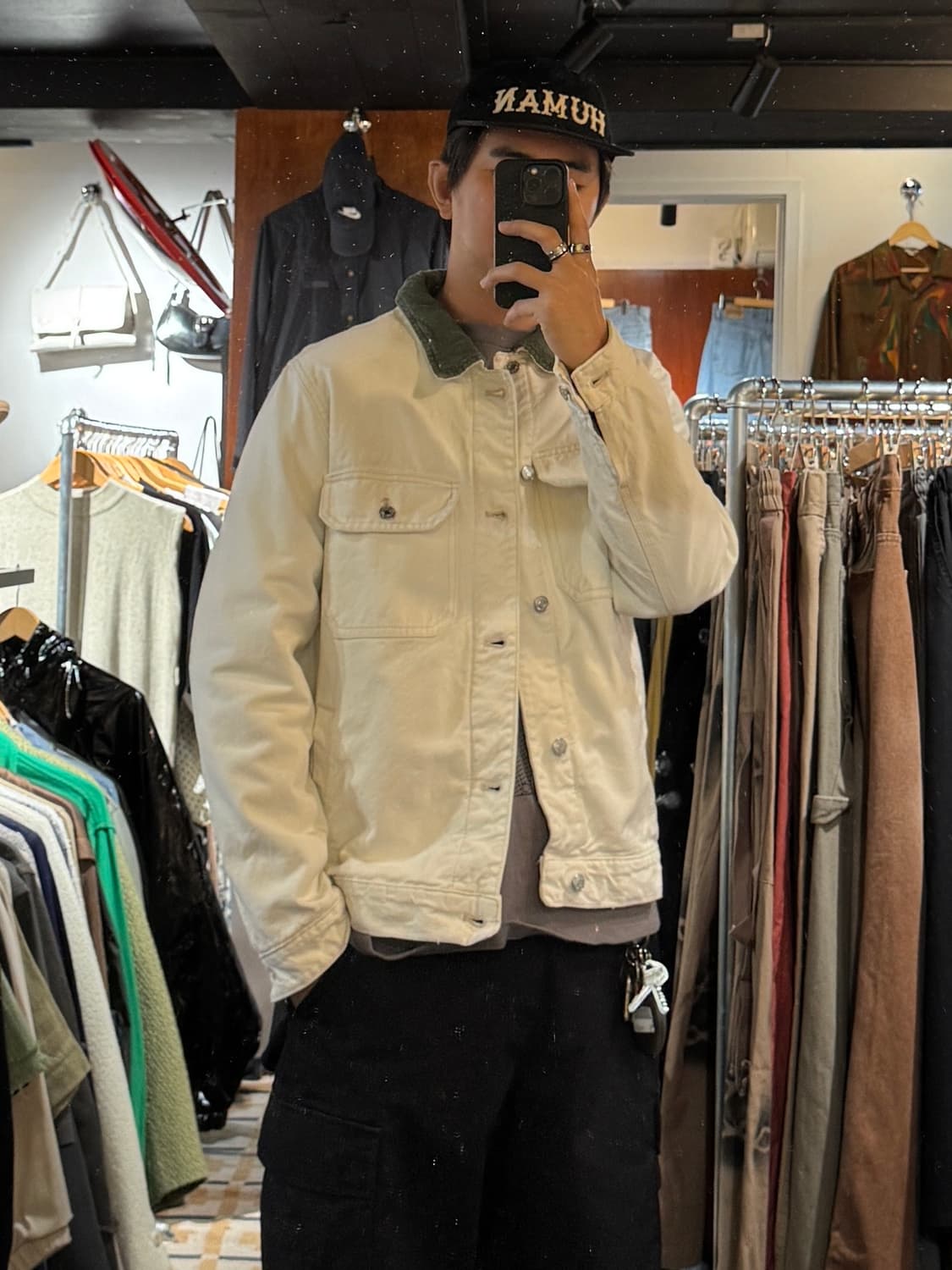 zara 자라 코듀로이 골덴 카라 화이트 데님 워크자켓 M 상품이미지8