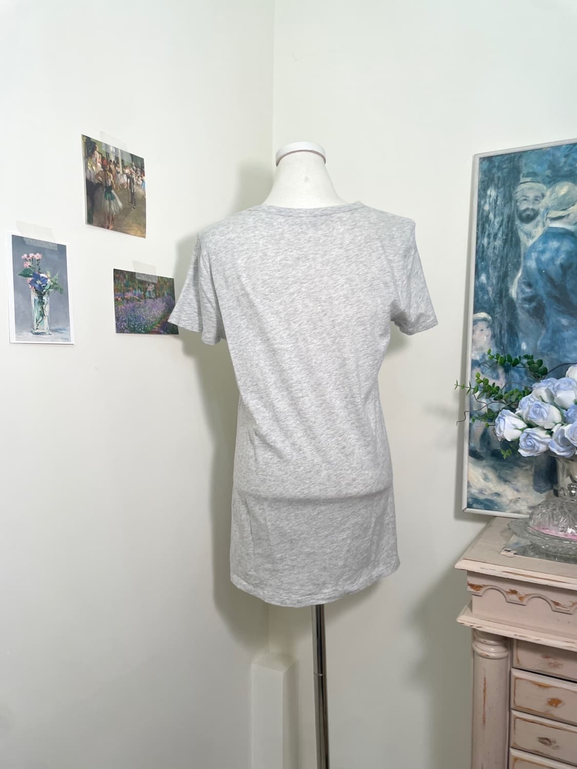 GAP melange gray logo point half top 상품이미지3