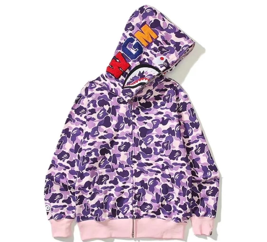 베이프 샤크후드 퍼플카모 새상품 상품이미지1