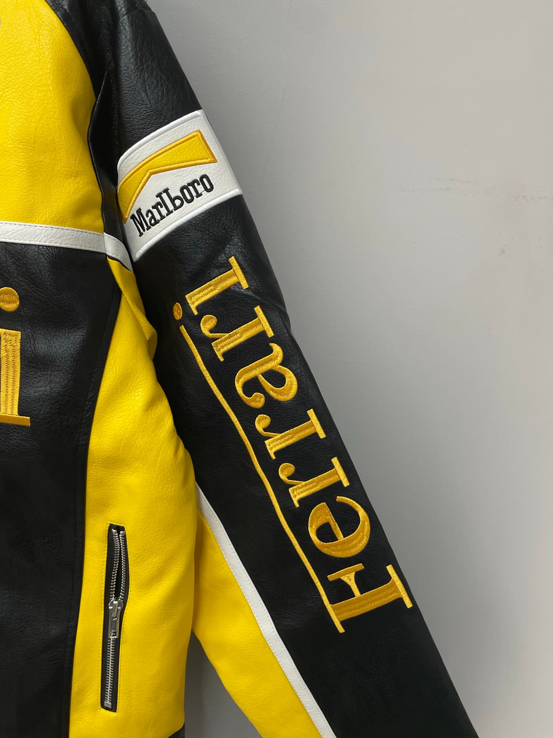 페라리 말보로 패치워크 옐로우 배색 레더 레이싱 자켓 H1841 상품이미지4