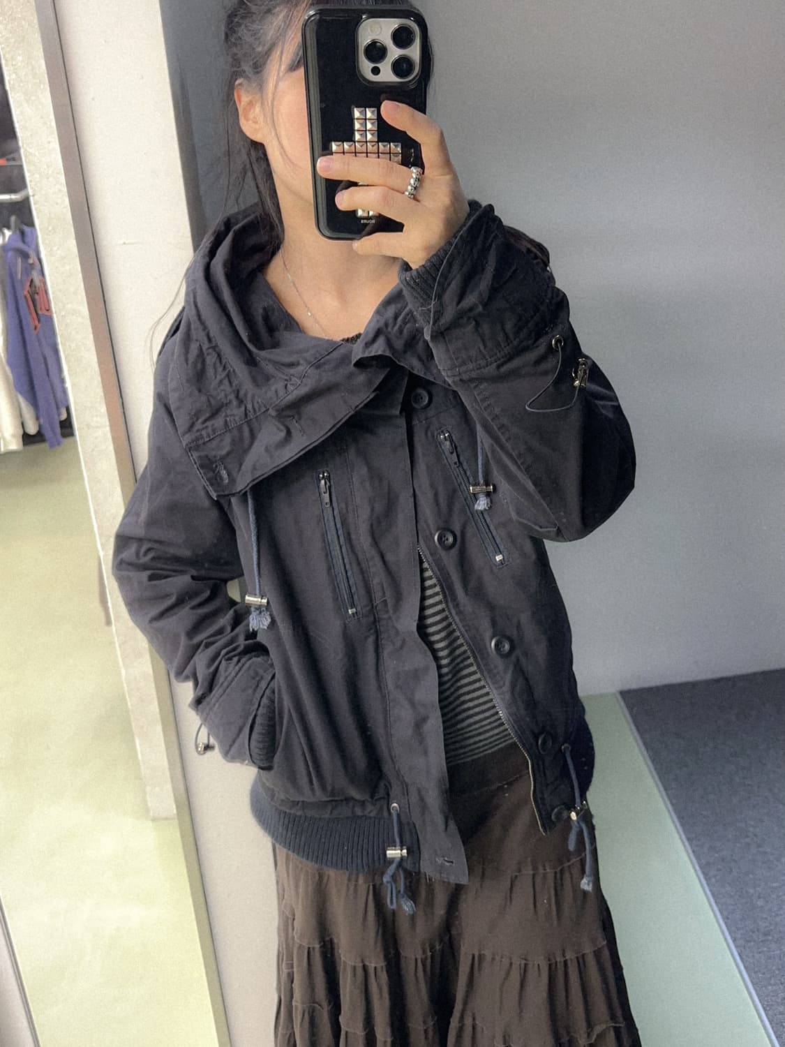 upstart highneck navy cotton jacket 상품이미지1