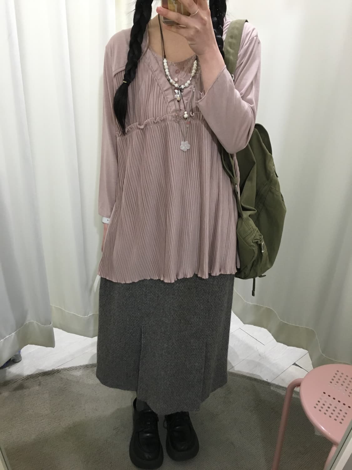 lace pleats blouse 상품이미지2