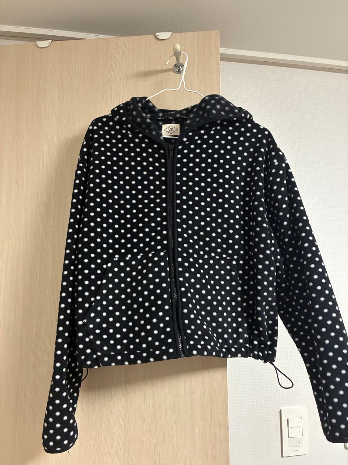 도트 후리스 후드 집업 점퍼 상품이미지1